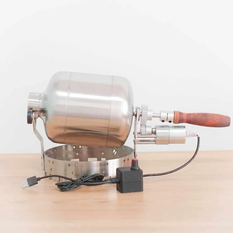 Electric Coffee Bean Roaster with Switchable Hand Crank and Electric Mode