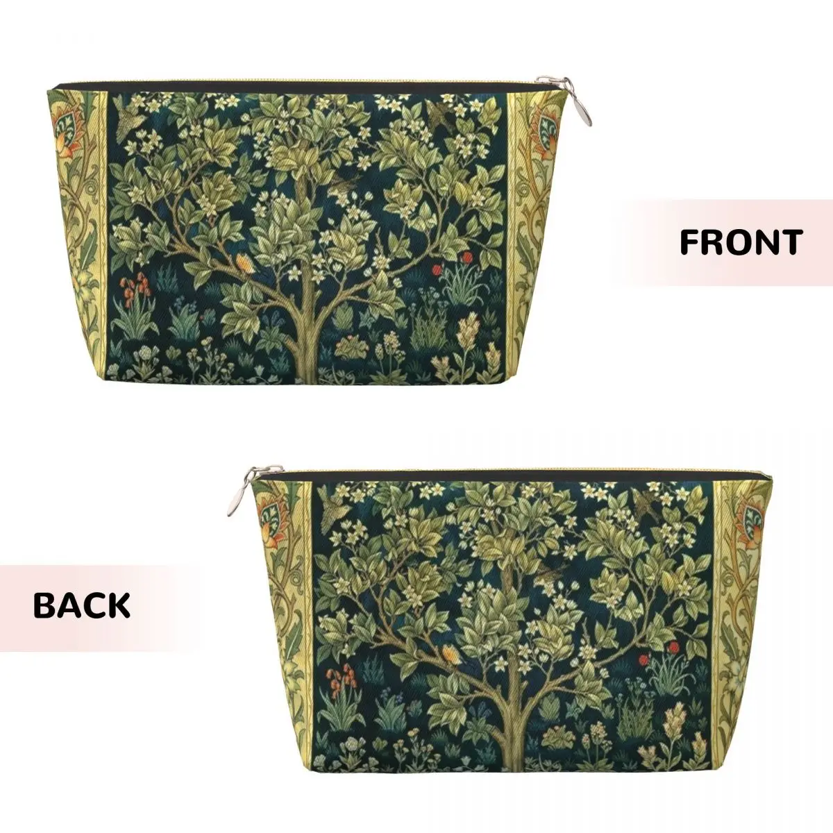 Custom Tree Of Life By William Morris Makeup Bag Travel Cosmetic Organizer Cute Floral Textile Pattern Storage Toiletry Bags