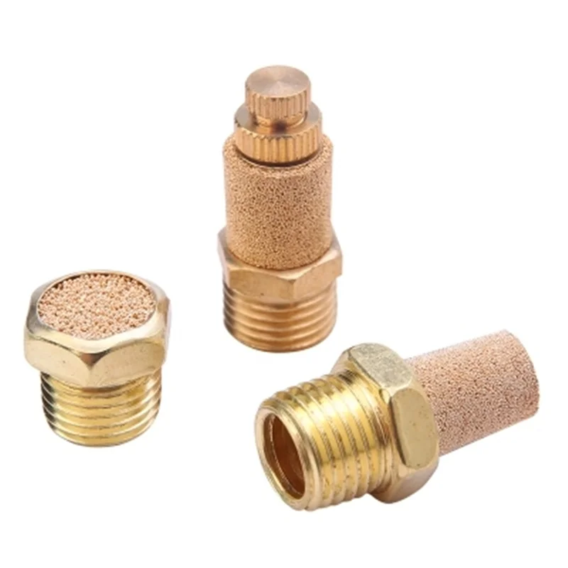 10pcs  Noise Filter Brass Muffler 1/8 1/4 3/8 1/2 3/4 Pneumatic Plug Silencer Air for Solenoid Valve Fitting Pipes