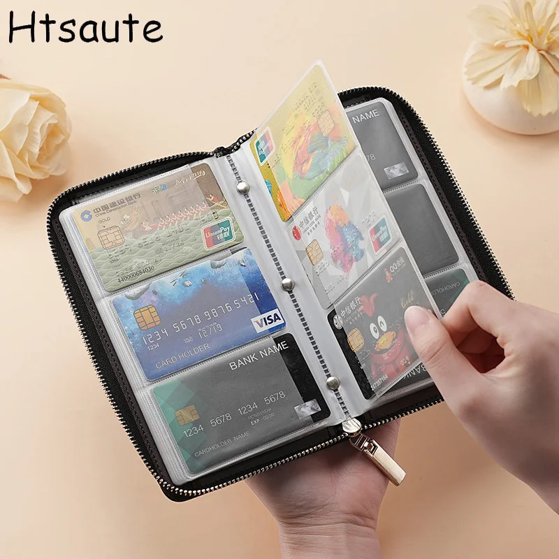 

60 slots Business Card Holder Wallet Women/men Gray Bank/ID/Credit Card Holder Card Wallet PU Leather Protects Case Coin Purse