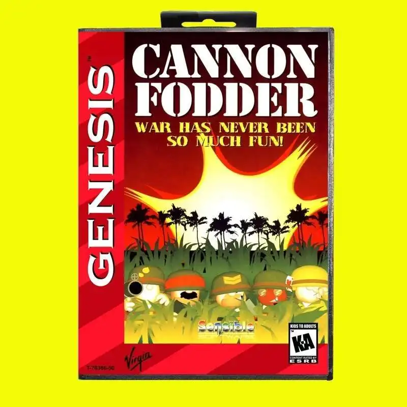 Cannon Fodder-MD Game Card, 16 Bit, USA Cover, Sega Megadrive, Genesis Video Game Console Cartridge