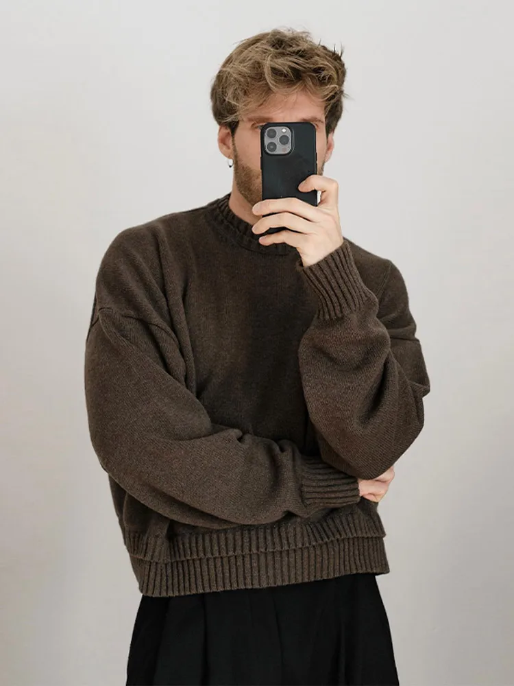 Solido caldo mezzo dolcevita maglione per uomo alla moda manica lunga addensare Cashmere Pullover lavorato a maglia 2024 autunno Street Knit Jumper