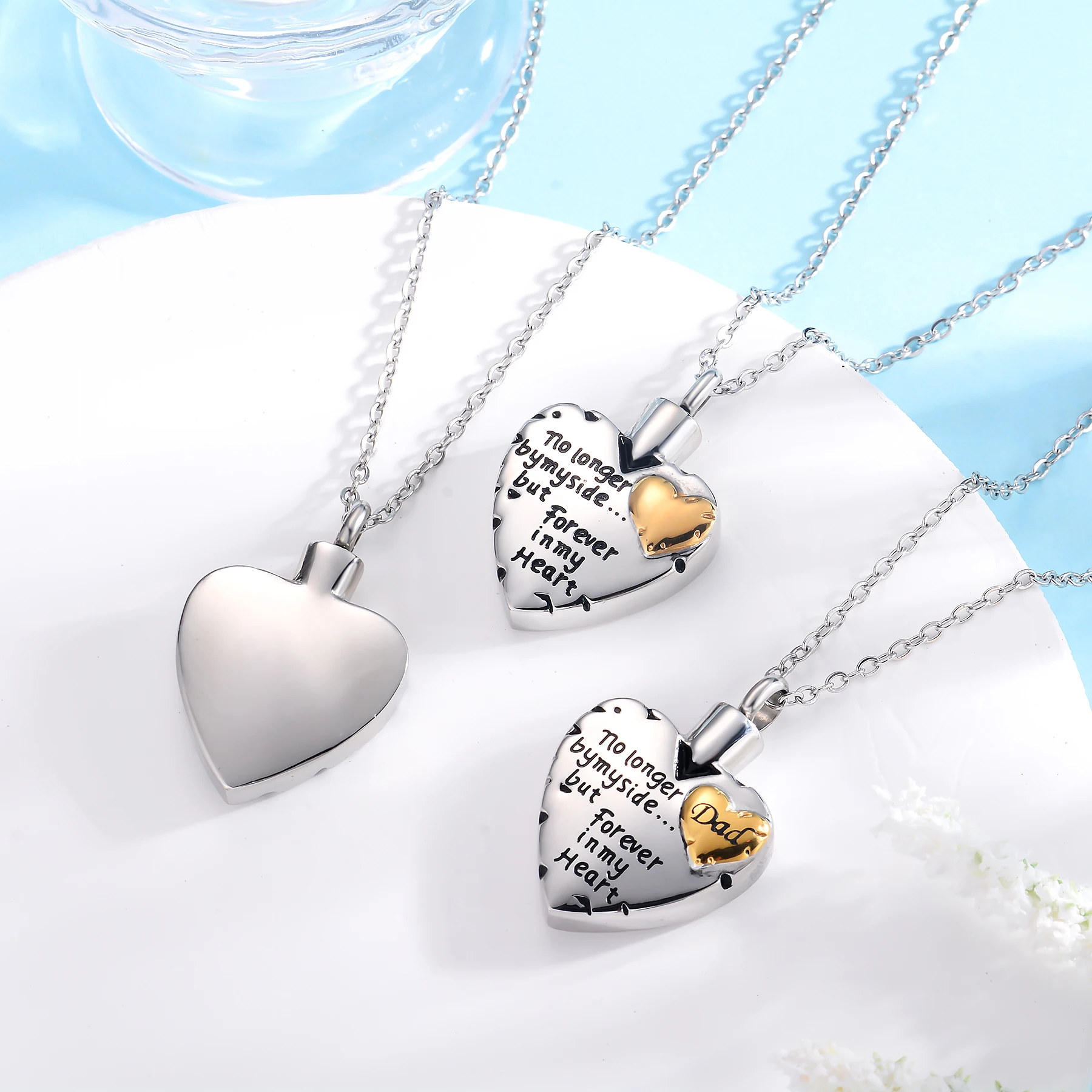Fashion Cremation Jewelry Stainless Steel Heart Keepsake Ashes Necklace For Men Women or Pet Memorial Urn Pendant Necklace