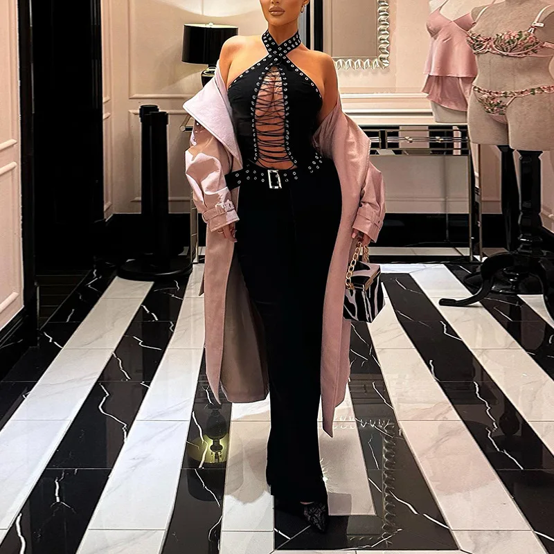 

Autumn new women's clothing style slim fit strap sexy jumpsuit for women