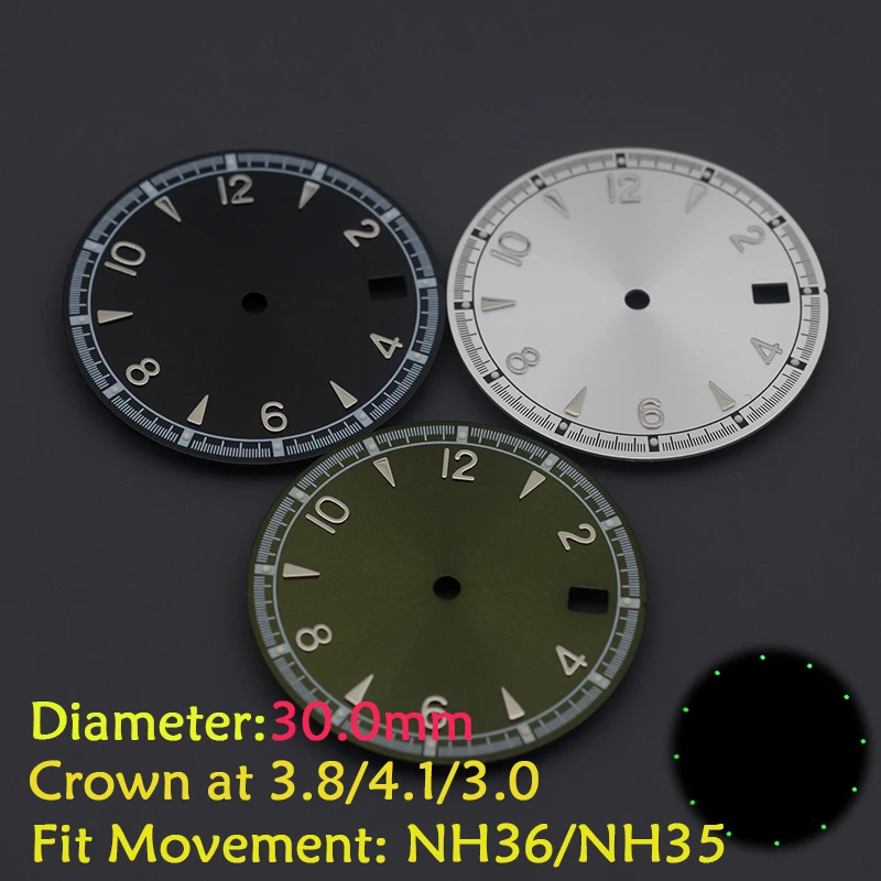 30MM High Quality Stainless Steel Watch Dial Watch Accessories Fit NH35 NH36 Movement Personalized Watch Modification Parts