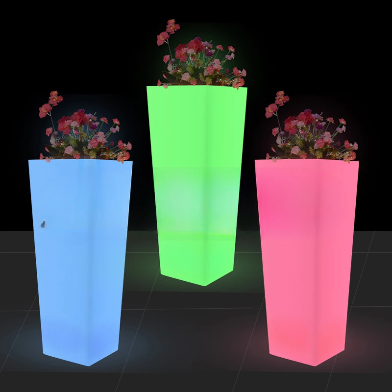 Large Outdoor Flower Pot Artificial Flower PE Plastic Outdoor Light Emitting Diode Lighting Garden Decorative Flower Pot