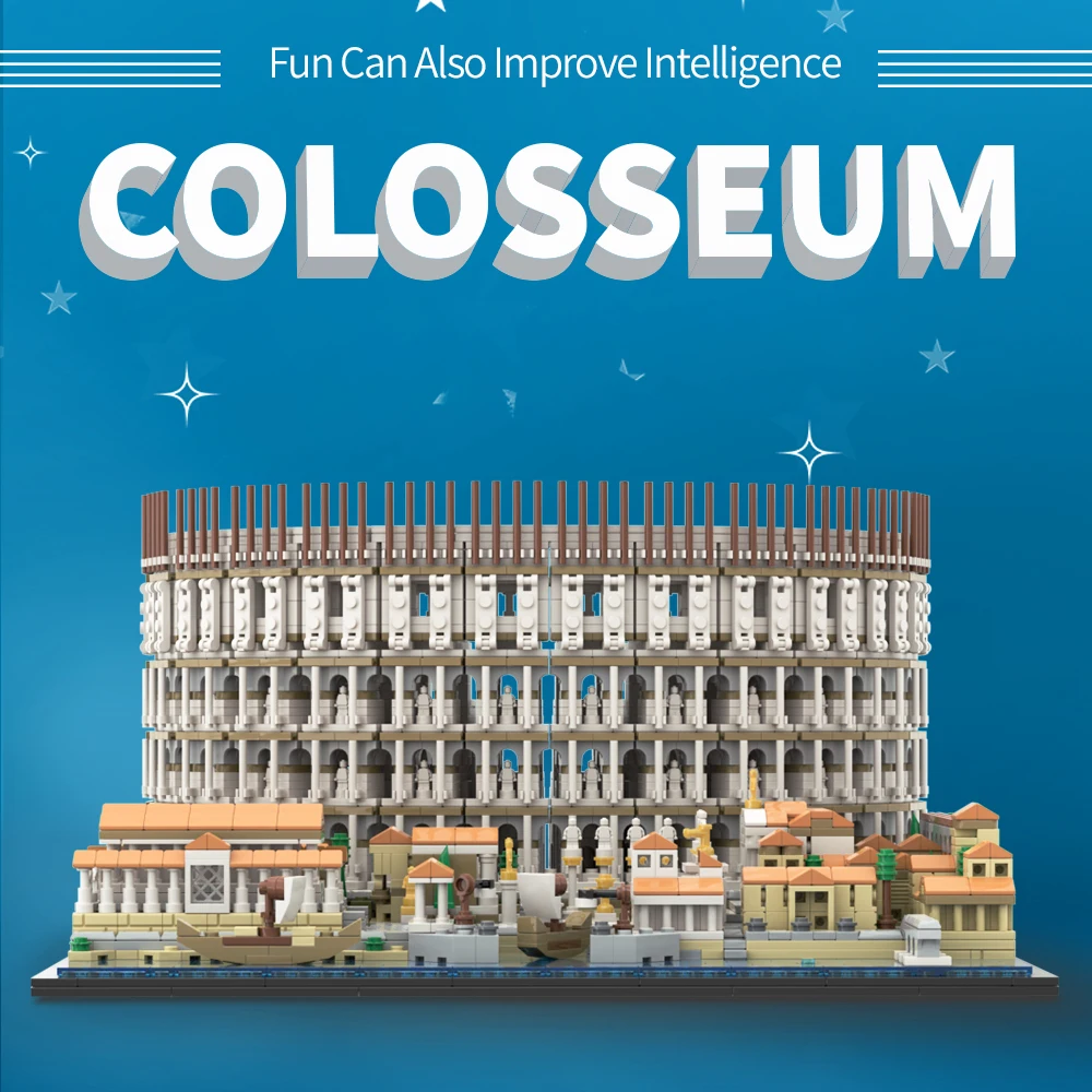 

MOC Roman Colosseum Building Block World Renowned Architecture Ancient Beast Monster Battle Base Bricks Toy Birthday Gift