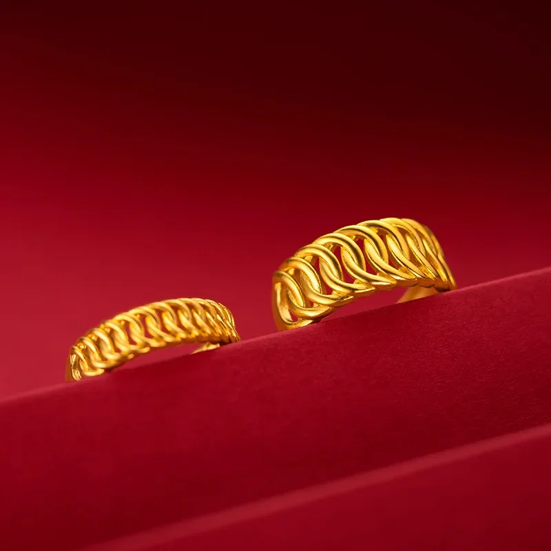 9999 Real Gold 24K Boss Ring Hot Couple Twist Ring Fashion Versatile