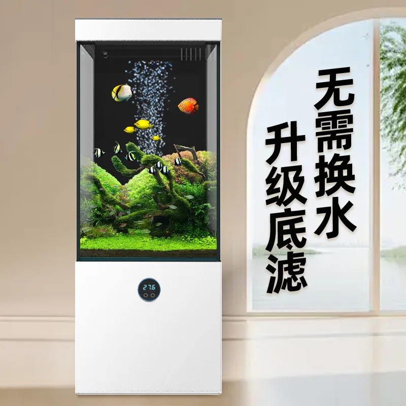 

Аквариум Jinjing из ультрабелого стекла со встроенным шкафом, вертикальный, с нижним фильтром, для роскошной гостиной, умный, с функцией очистки воды