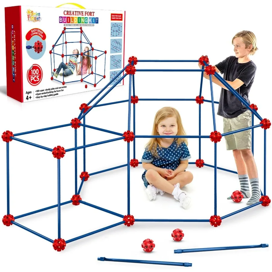 

SpringFlower Fort Building Kit for STEM Construction Toys Educational Gift for 3 4 5 6 7 8 9 10 11 12 Years Old Boys and Girls