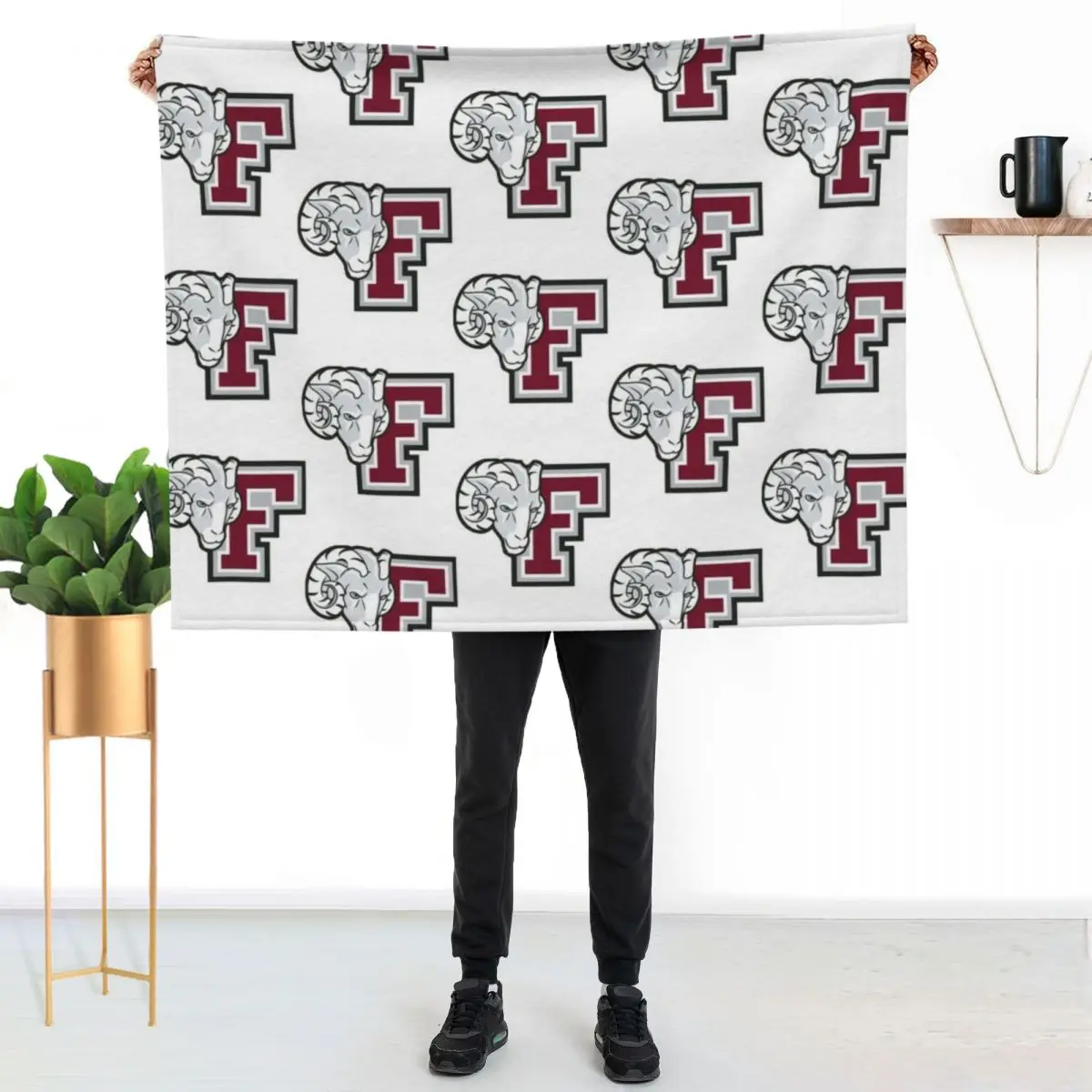 Ram Fordham University Logo Throw Blanket Plush Single Luxury Brand Stuffeds Decorative Throw Flannel Fabric Blankets