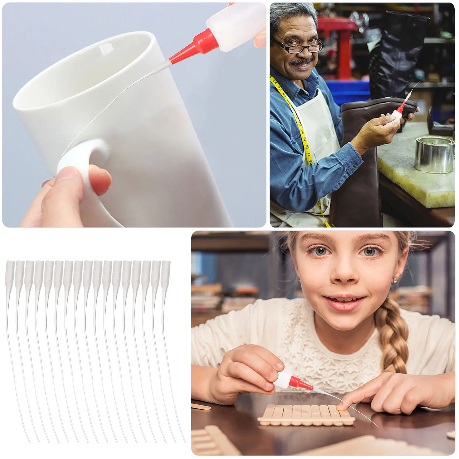 

200pcs Precision Glue Bottle Tips Applicator Nozzle Extender Disposable Dispensing Tube Craft Supplies Plastic