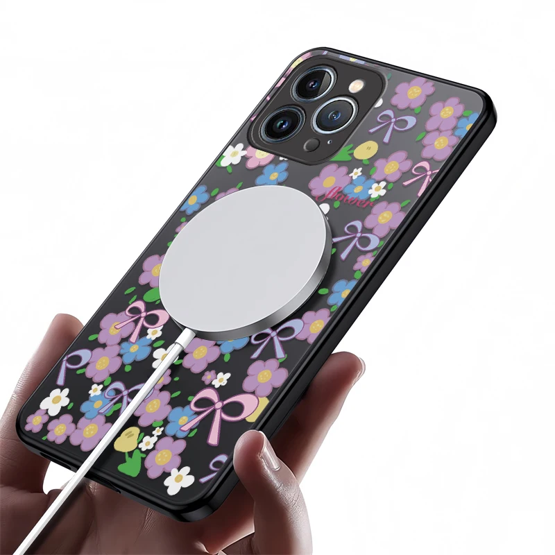 Funda de teléfono transparente con nudos y lazo de flores para iPhone 17 Air Pro 16 15 14 13 12 Pro Max 11 XR XS para Magsafe, funda de silicona suave magnética