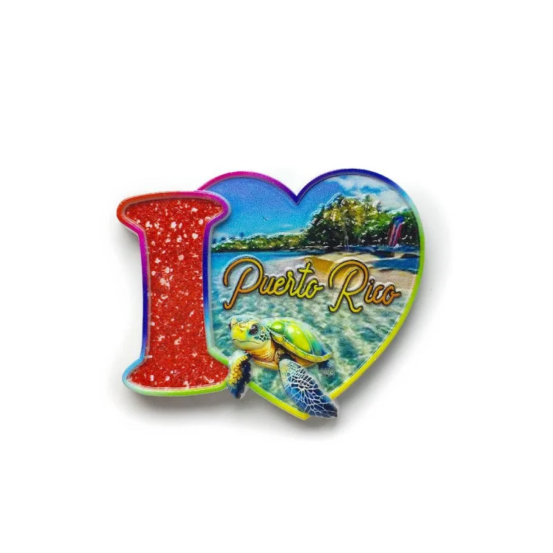 Puerto Rico 3D Heart Magnetic Sticker Refrigerator Magnet Travel Souvenir - Fun Gift Decoration