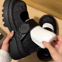 Women Fashion Black Mary Jane Shoes Spring Outdoor Female Fashion Thick Sole Non Slip Platform Increase Thick Sole Single Shoes
