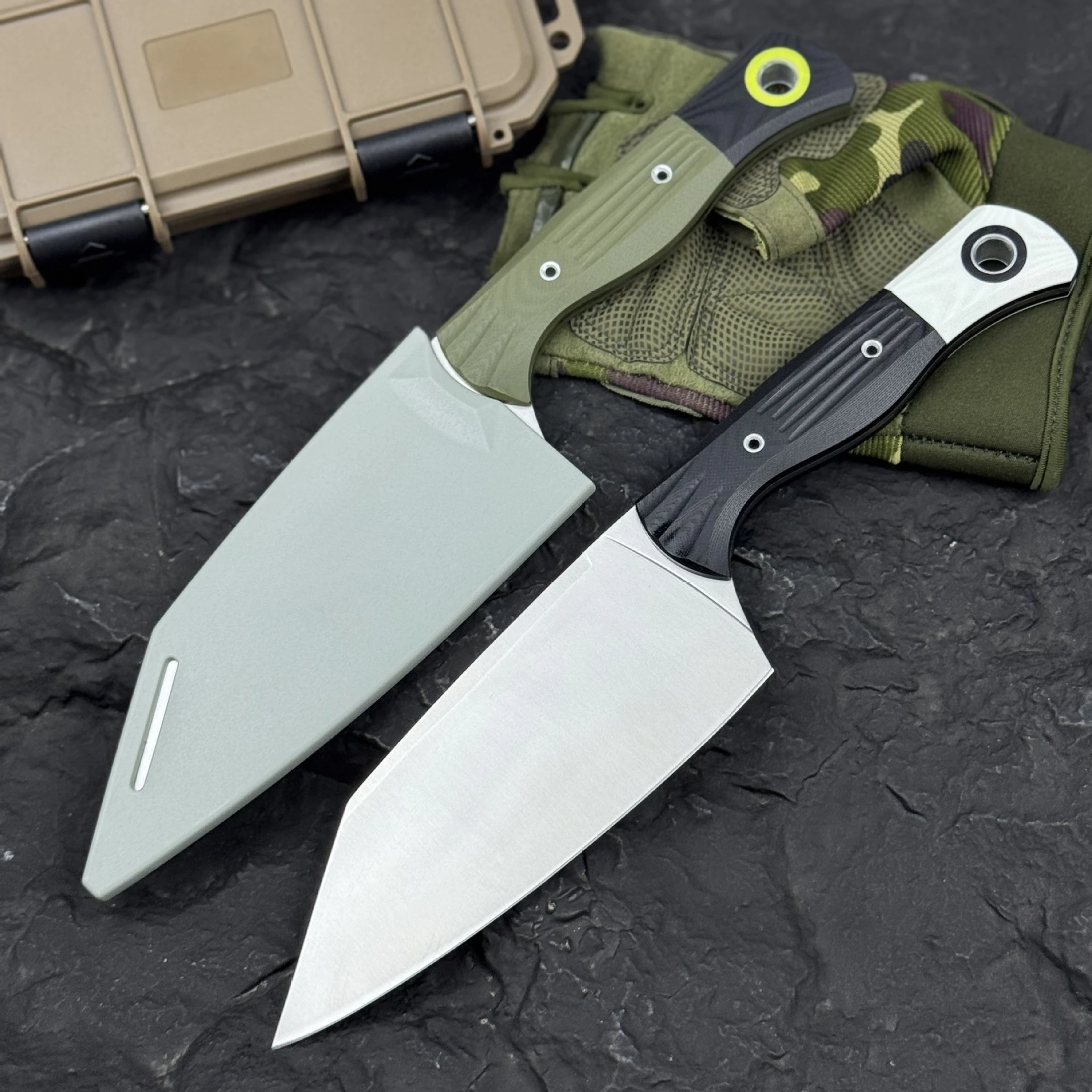 bm-4010-stainless-steel-straight-knife-d2-steel-blade-g10-handle-high-hardness-camping-multi-purpose-meat-cutting-knife