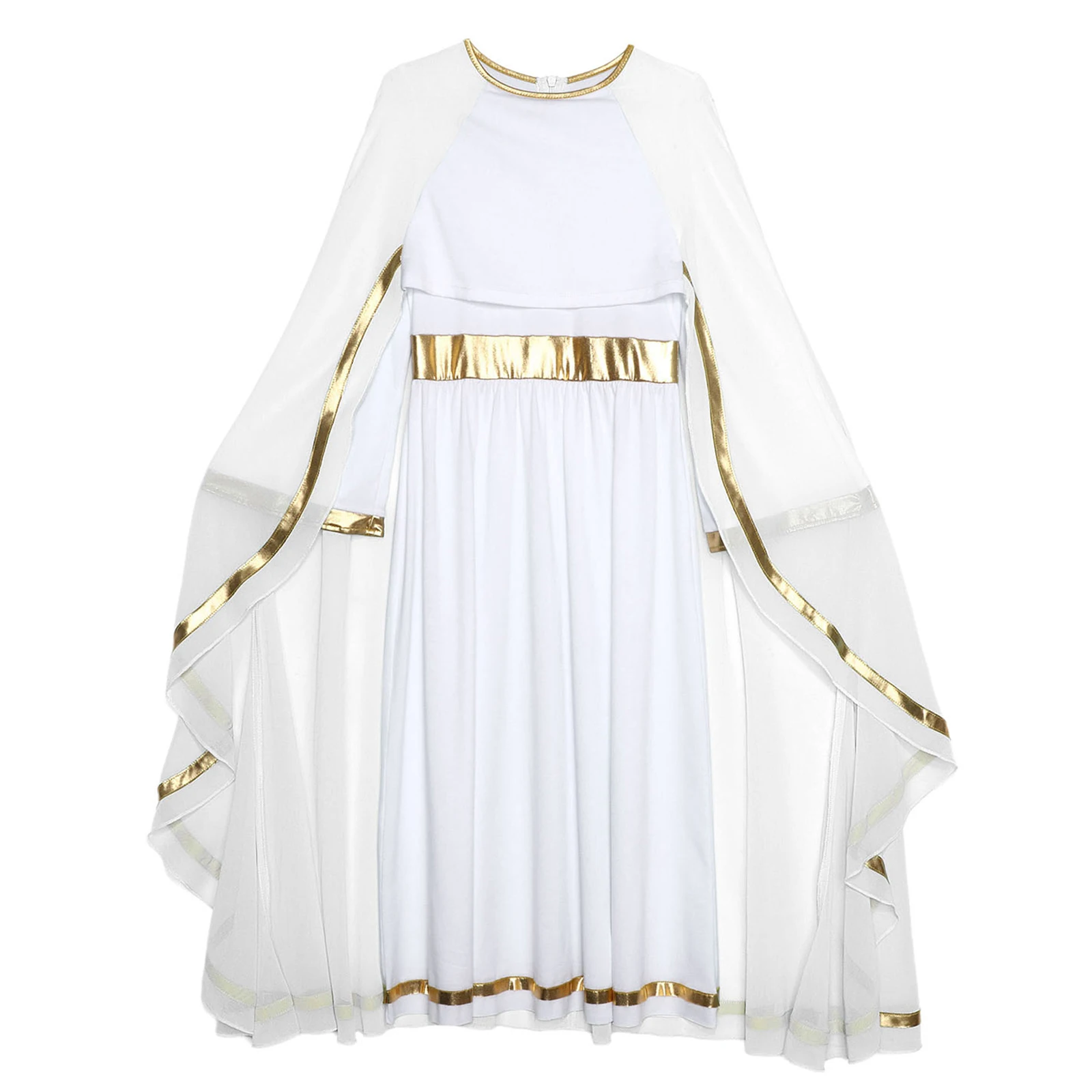 أطفال بنات مريم العذراء زي حفلة الهالوين الآلهة الرومانية اليونانية القديمة توغا تأثيري فستان بتصميم حالم حتى فستان الرأس كم طويل