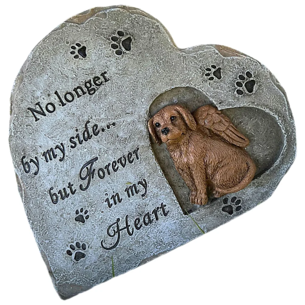Dog Memorial Stone Resin Wear Resistant Pet Grave Marker Outdoor Garden Memorial Statue Tribute Gift Pet Grave Markers