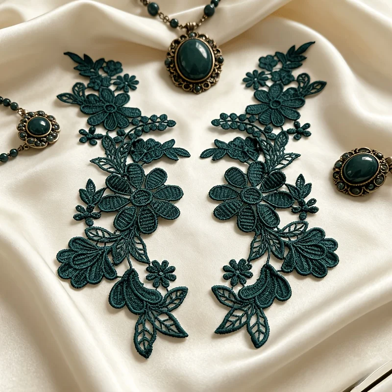 2 pares de decoraciones florales de encaje de alta calidad, disponibles en varios colores. Adecuado para vestidos de novia, vestidos de damas de honor