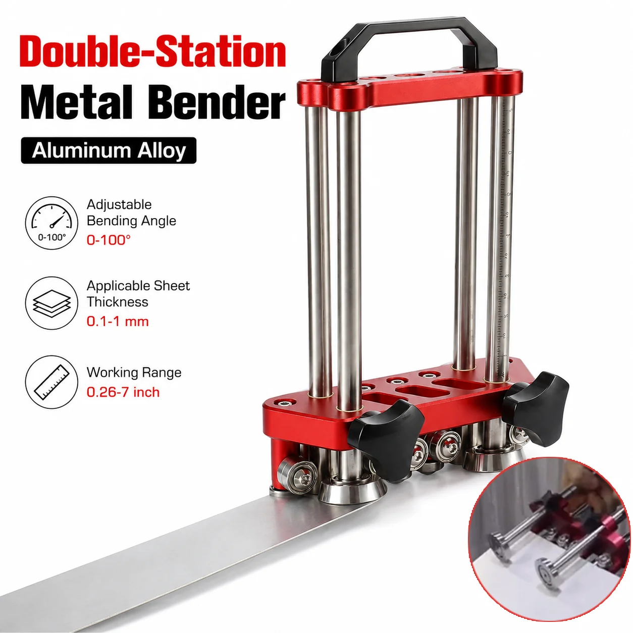 0.7-17.8CM Portable Sheet Metal Roller 4-axis High Chromium Steel Metal Bending Machine for Metal Pipe Rolling Bending/Workshops