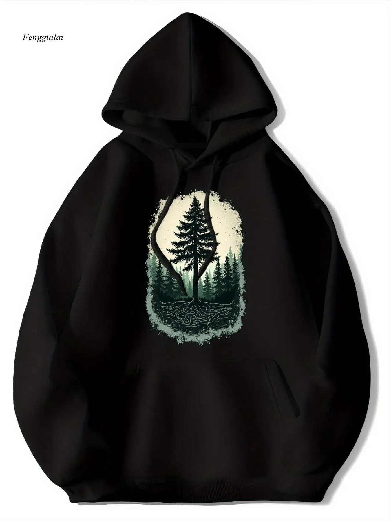 

Винтажная толстовка с капюшоном Forest Tree — толстовка с капюшоном и дизайном корней, всесезонный повседневный пуловер для улицы