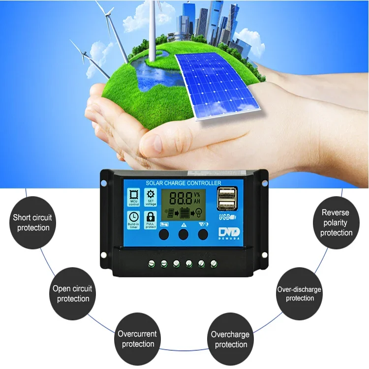 Solar System 12V 24V 48V Automatic 10A 20A 30A Manual PWM Solar Charge Controller