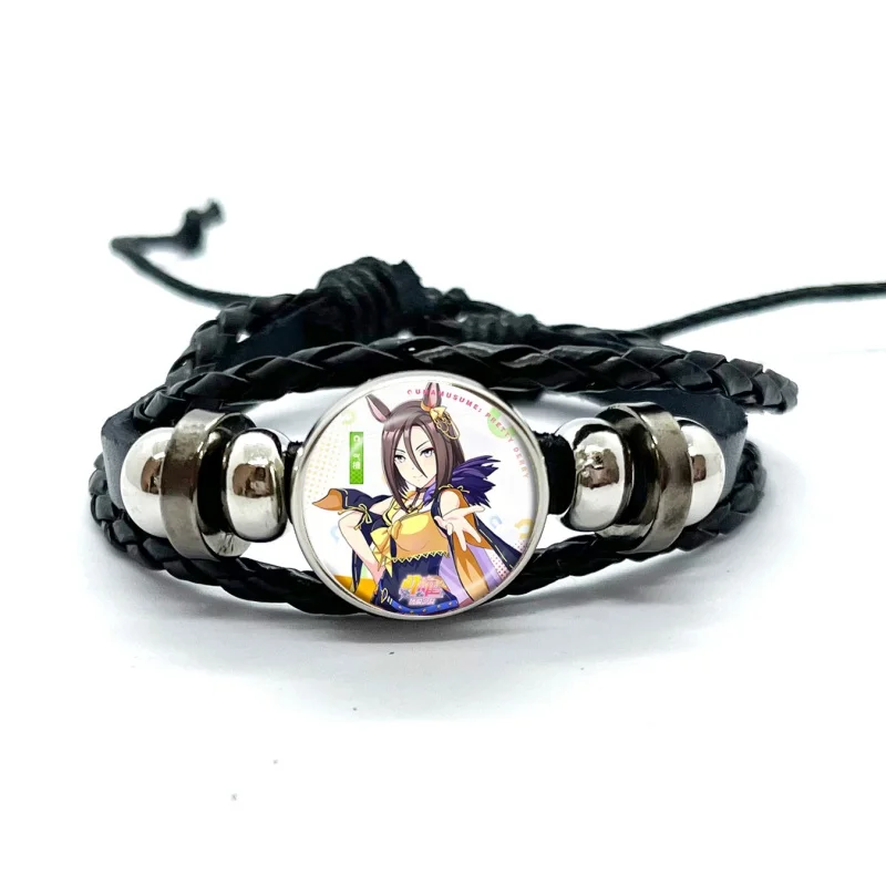 Anime Uma Musume Pretty Derby Cartoon Character Leather Bracelets Glass Dome Snap Button Bracelet & Bangles Fashion Fans Jewelry