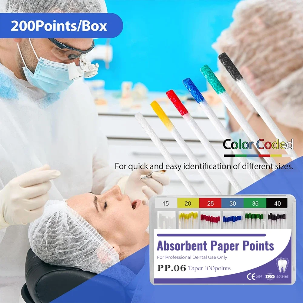 

Dental Absorbent Paper Points & Gutta Percha Points - Endodontic Root Canal Filling Materials Taper Tips for PP/GP Fiber Poles