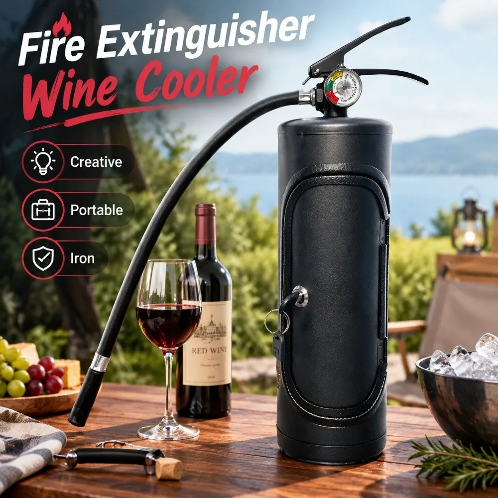 Unique Shape Wine Storage Boxes Iron Creative Wine Cooler Mini Lockable Wine Bottle Rack Outdoor Picnic