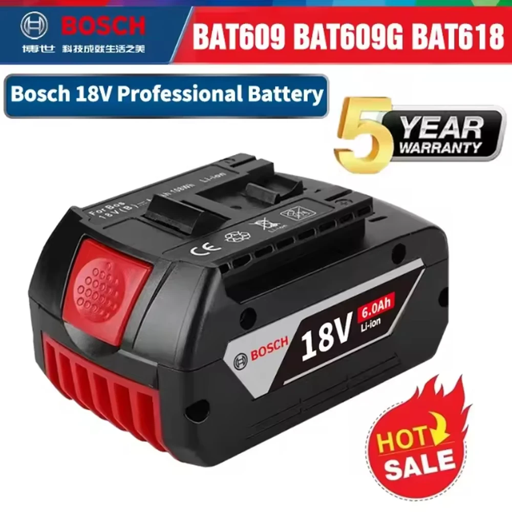 

Оригинальный литий-ионный аккумулятор Bosch 18 В 6,0 Ач для электроинструмента BAT609 BAT609G BAT618 BAT618G 3601H61S10 с BMS