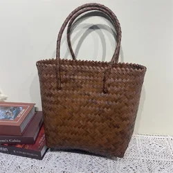 Woven Handbag For Women Retro French Straw Woven Bag Versatile Large Capacity Waterproof Bag Vacation Beach Bag