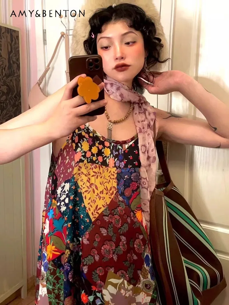 

2025 Summer New Bohemian Beach Suspender Retro Fashion Dress For Women