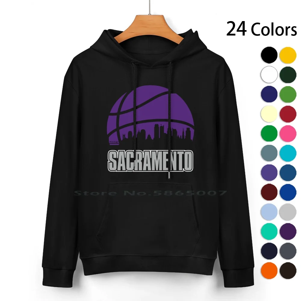 Retro Kings Basketball Sacramento City Skyline Cotton Hoodie Sweater 24 Colors Sacramento Basketball Kings Fan Kings Basketball