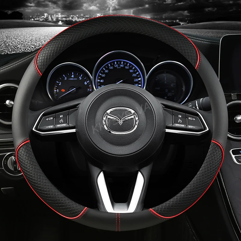 PU Leather Car Steering Wheel Cover for CX-3 CX-4 CX-5 CX-7 CX-9 Mazda 3 Axela 6 Gh Gj Demio Anti-Slip Funda Volante