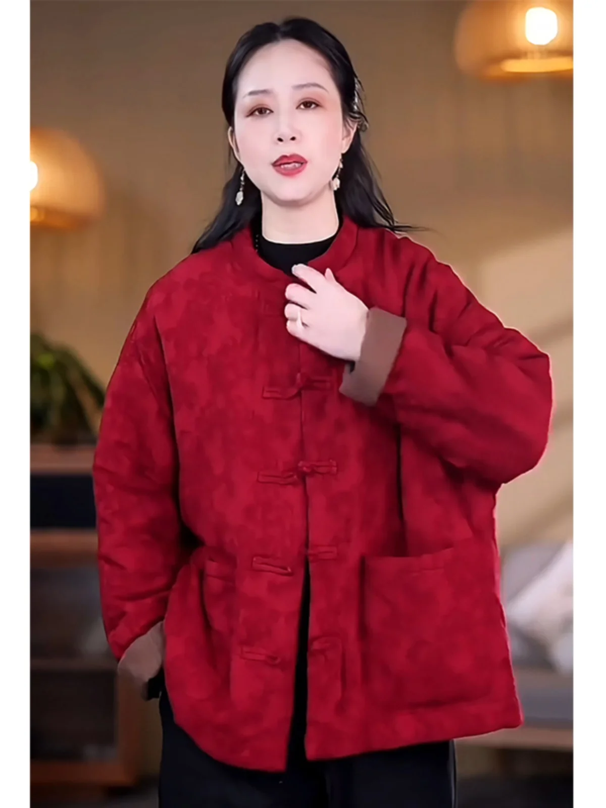

Retro Button Cotton Jaet plus Size Casual Versatile Slimming Open Cardigan Mid-Length A-Line Skirt Sle Women's Coat