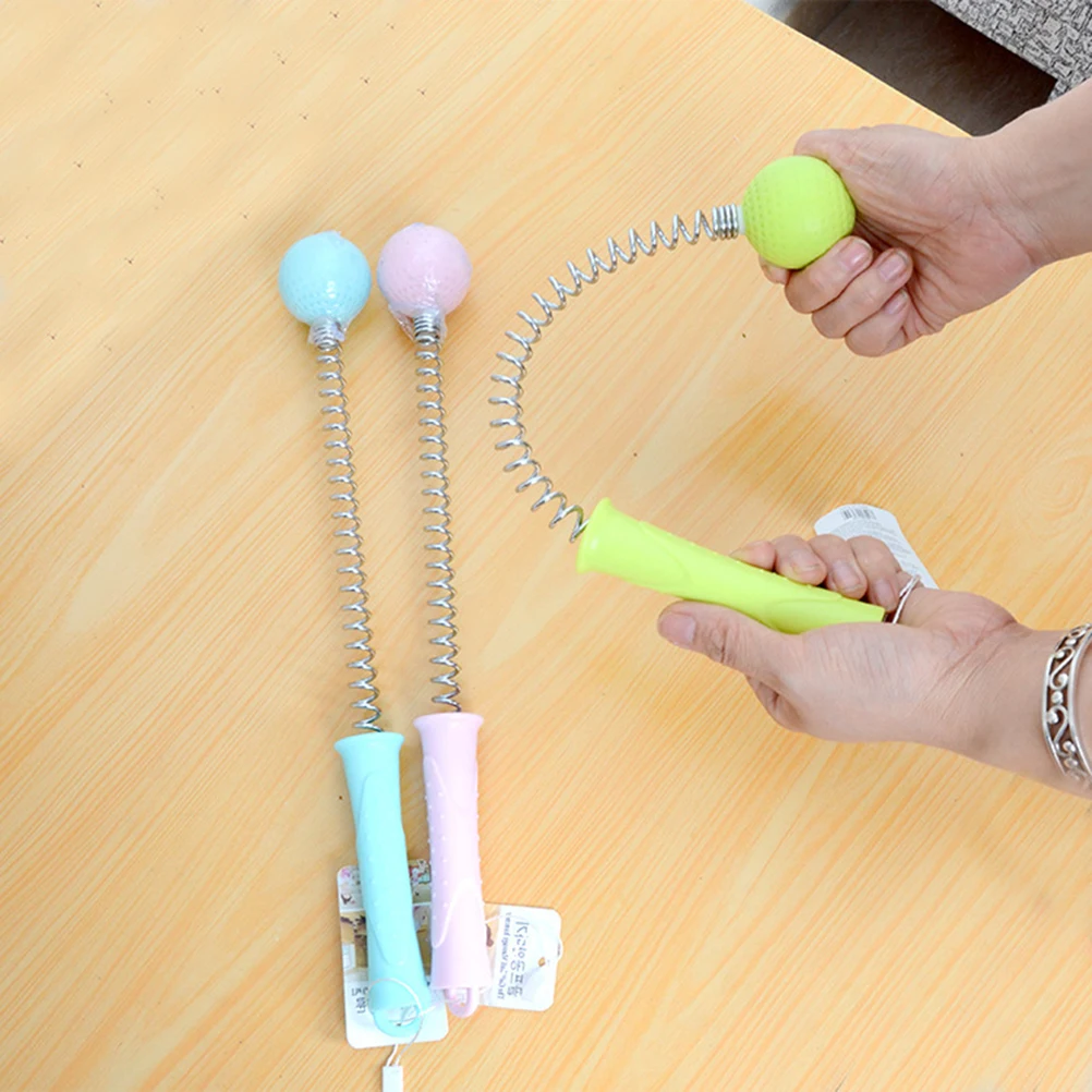 

2 pcs Golf Ball Massager Tpr Spring Handle Muscle Relief Back Pain Headache Circulation Trigger Point Hammer Stick Body Knock