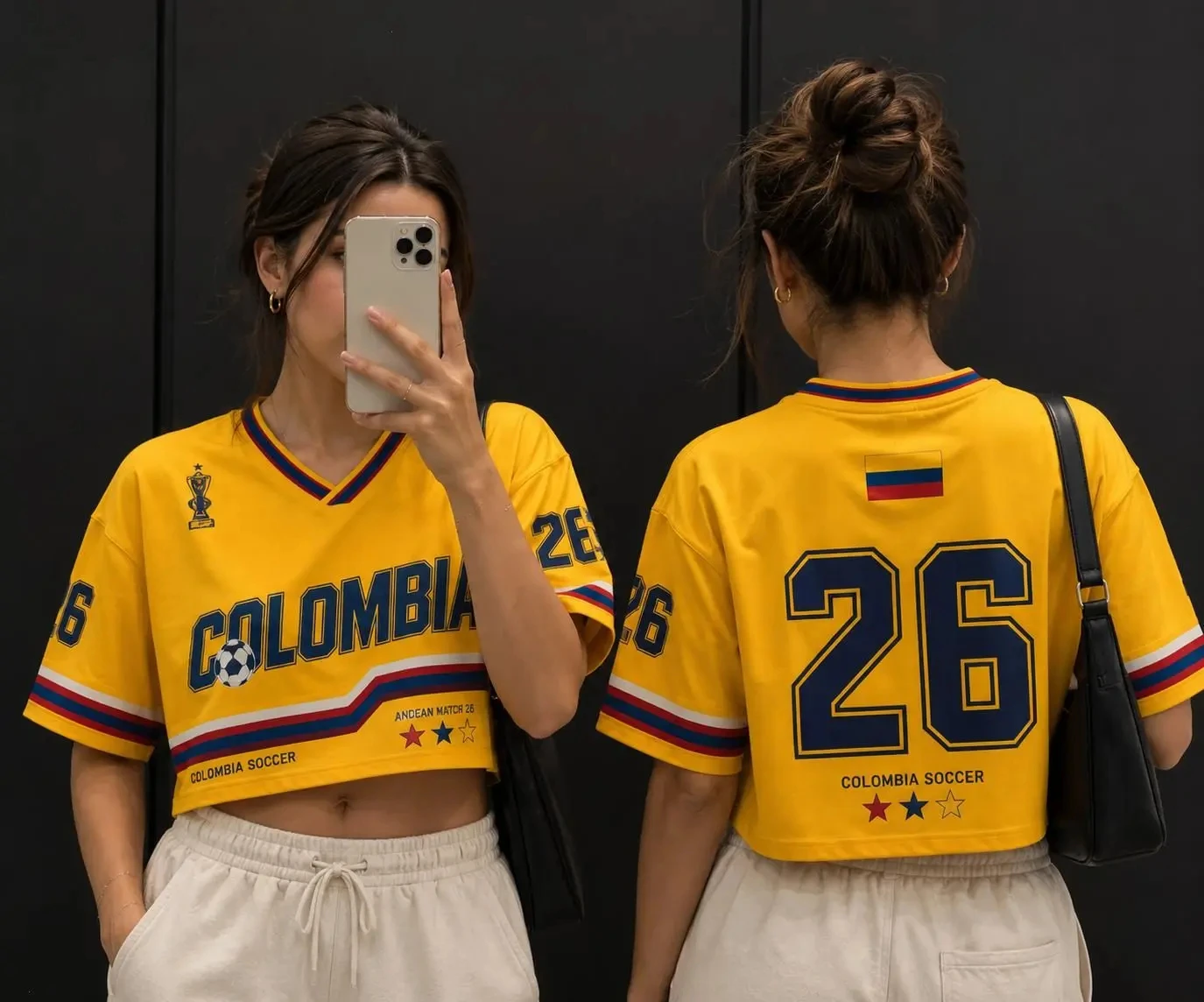 Trending Hot Sale Colombia Soccer Shirt Women Slim Cropped Hem Breathable Athletic Jersey Daily Game Watch Vacation Street Look