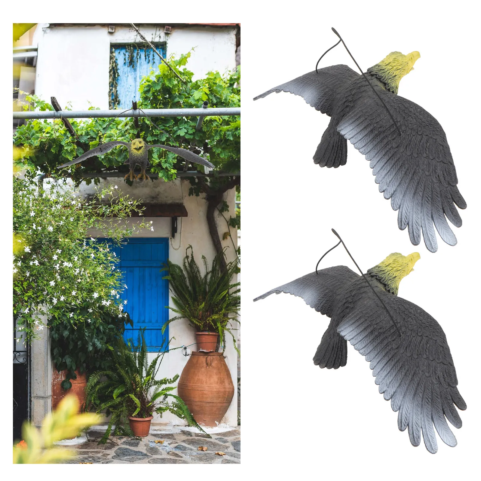 

2 шт. реалистичные скульптуры орлов из экопластика для сада, отпугиватели птиц, обучающие фигурки животных для детей, для использования на улице