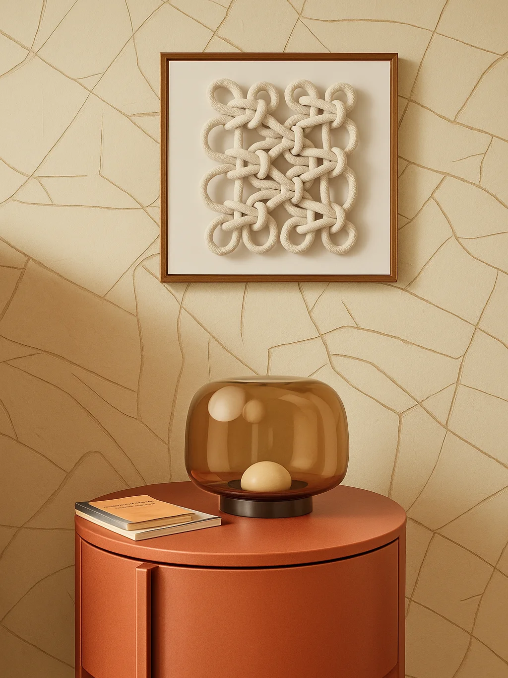 

Minimalist Luxury Framed Macrame Wall Hanging Handmade Fiber Art Eco-Friendly Boho Style Home Decor for Living Room