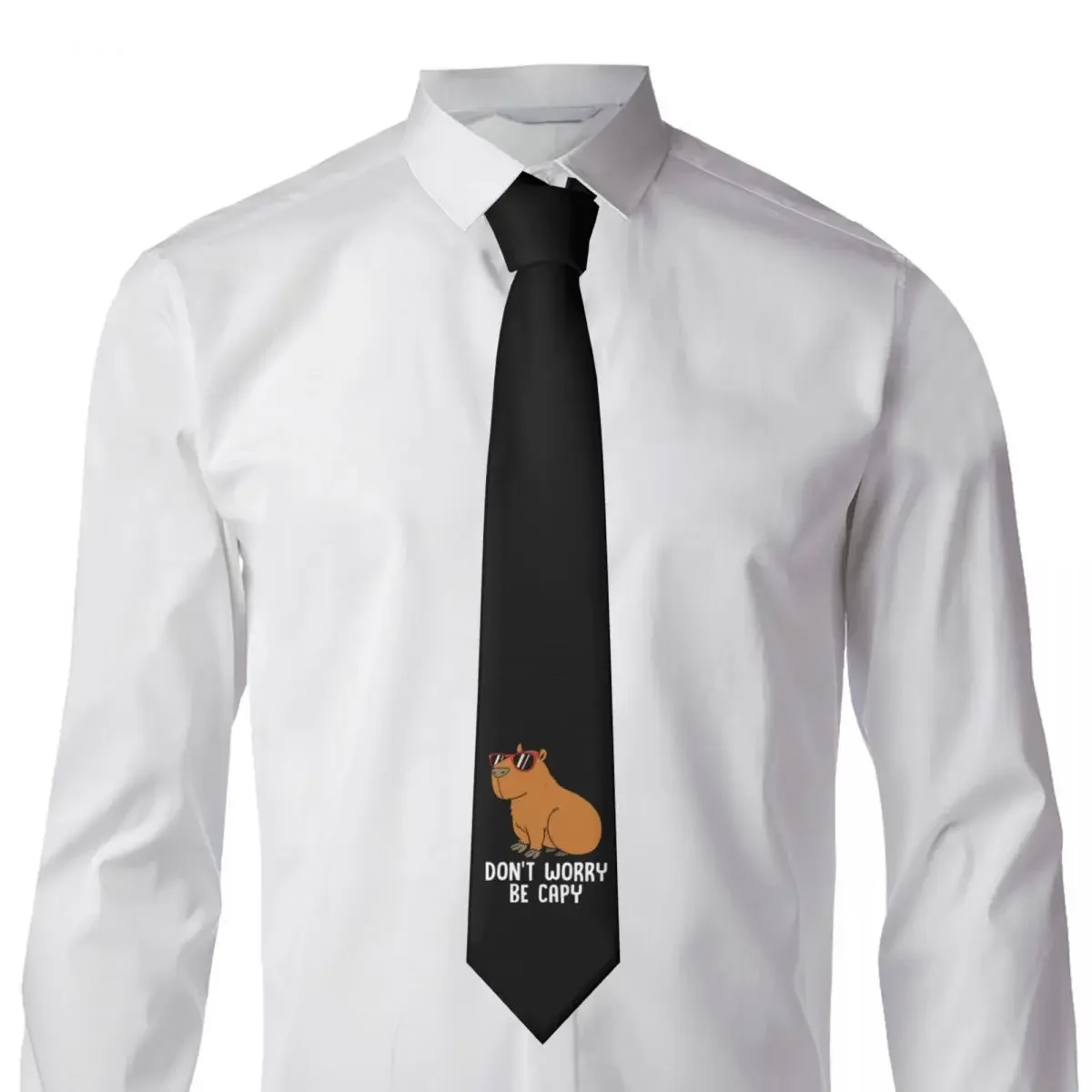 Dont Worry Capybara Necktie Men Customized Silk Wild Animals Of America Neck Tie for Office