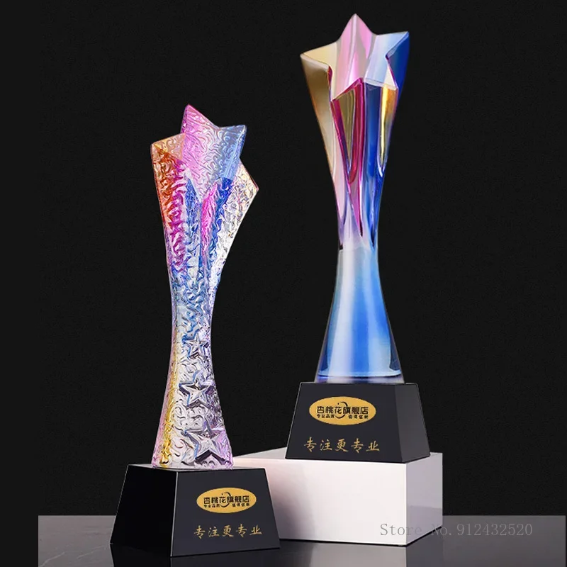 Custom-made, Colorful Crystal Trophy, Excellent annual meeting Awards, Souvenirs, Home Decoration Collection, Creative, New, 1Pc