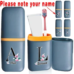 Customized Name Travel Toothbrush Organizer Detachable Mouthwash Cup Portable Toothpaste Comb Storage Case Personal Hygiene DIY