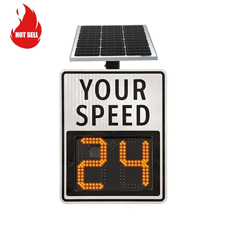 Solar 2 Digital Radar Led Speed Limit Sign Outdoor Vehicle Speed Display Radar Detector With Warning Speed Sign