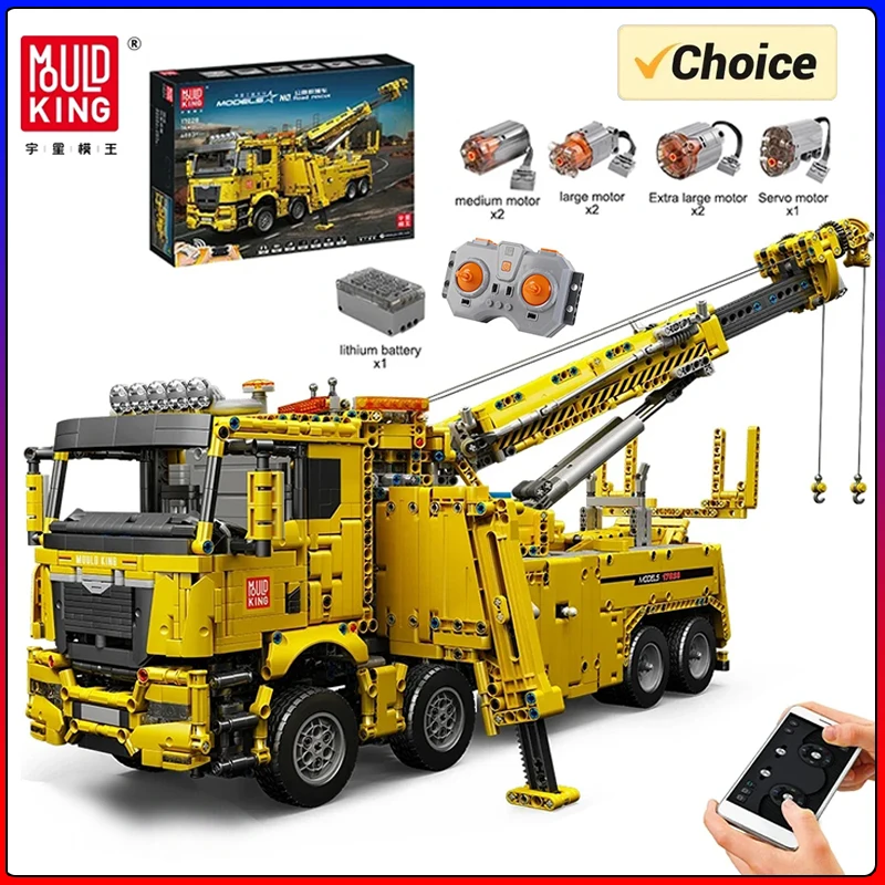 MOULD KING 17028 Technical Car Toys APP&RC Motorized Fire Rescue Truck Model Assembly Building Block Brick Kids Christmas Gift