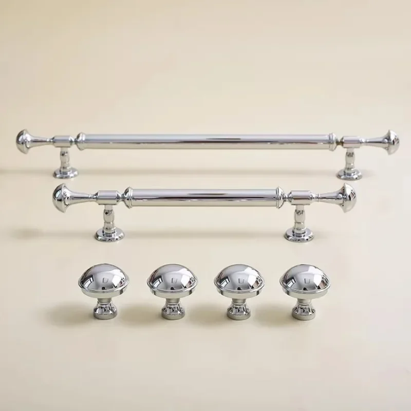 Modern Bright Chrome Solid Brass Long Furniture Handles Pulls Cupboard Wardrobe Dresser Shoe Box Drawer Cabinet Drawer Bar Knobs