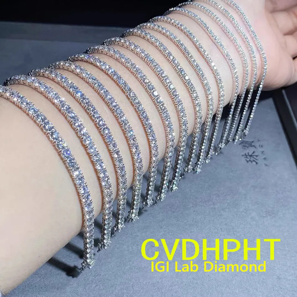 14K 9K White Gold 2.5MM 3MM 3.8MM  4.3MM Each Round Cut VVS-VS DEF Beautiful Diamond Tennis Bracelet For Lady Hight Quality Jew