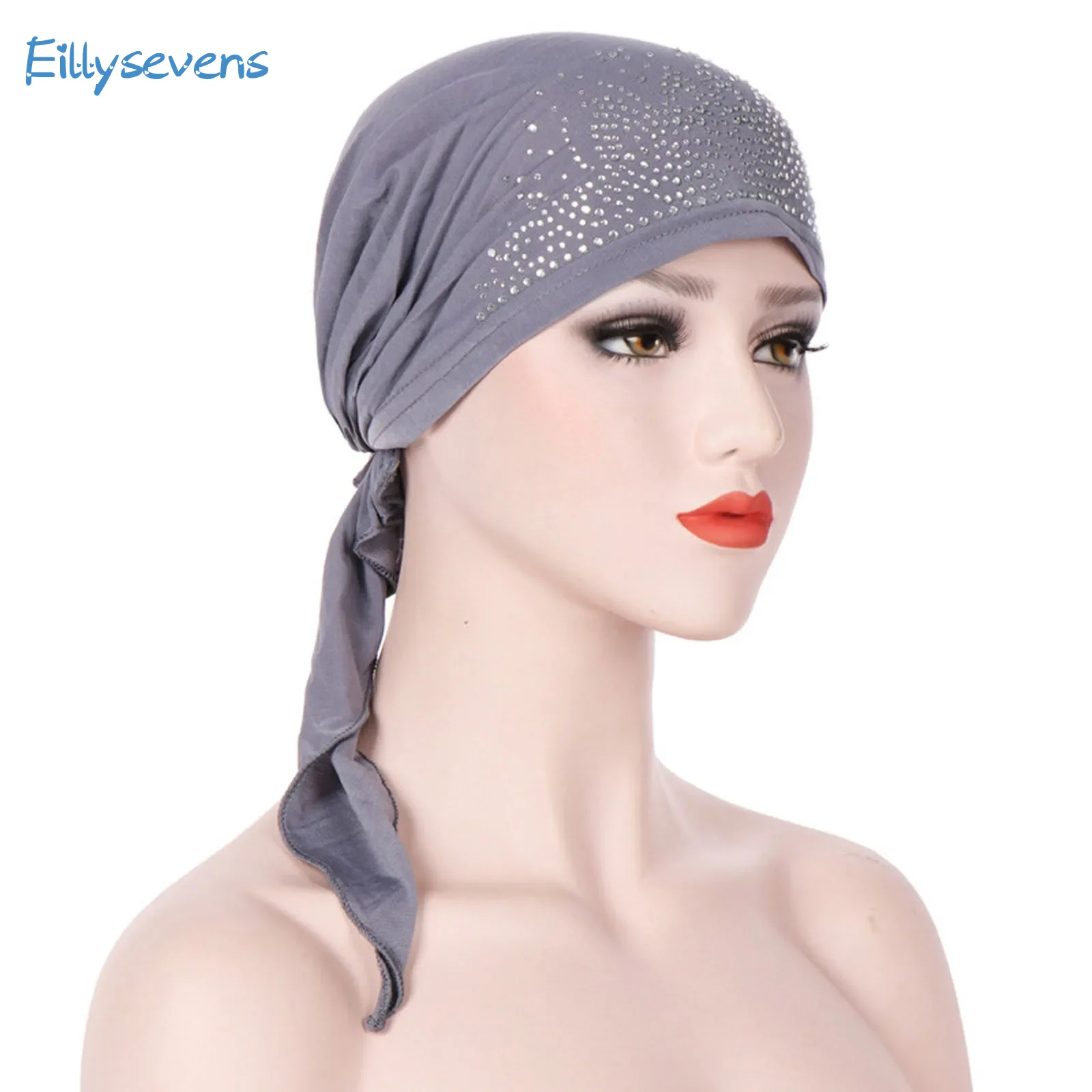 

8pcs Muslim Women Hijabs Stretch Solid Wrinkle Turban Hat Cancer Chemo Beanies Caps Pre-Tied Scarf Headwear Headwrap