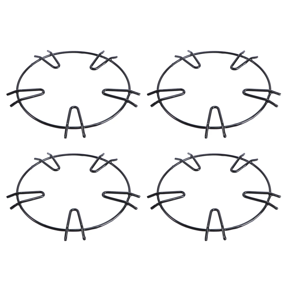 

4pcs Gas Stove Grates High Temperature Resistant Stable Anti Slip Iron Material Round Shape Five Slots Pot Holder Suitable