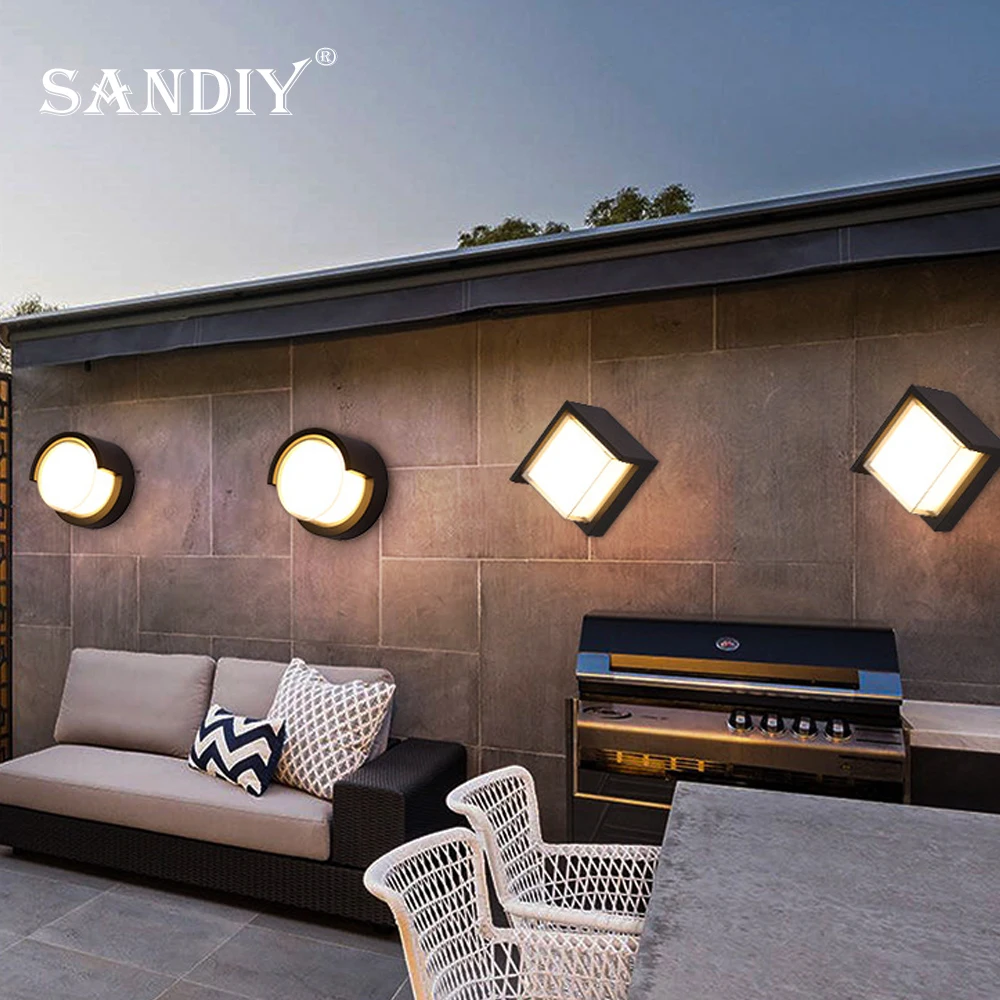 SANDIY Outdoor Wall Light IP65 Waterproof 12W/20W Lamp for Porch Balcony Garden Super Villa Aisle Corridor Terrace 110V 220V