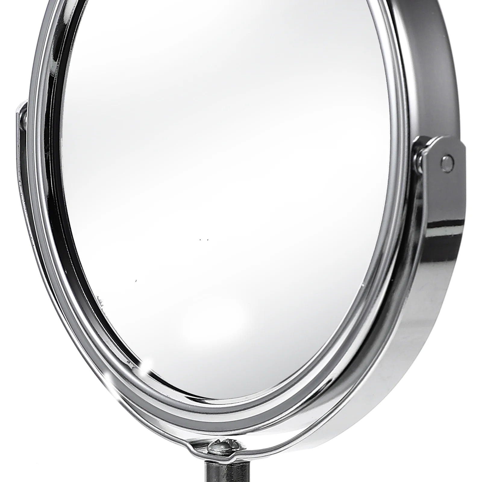 Personal Makeup Mirror Desktop Vanity Double-sided Rotating Round Classic 4 Inches Silver for Metal Travel